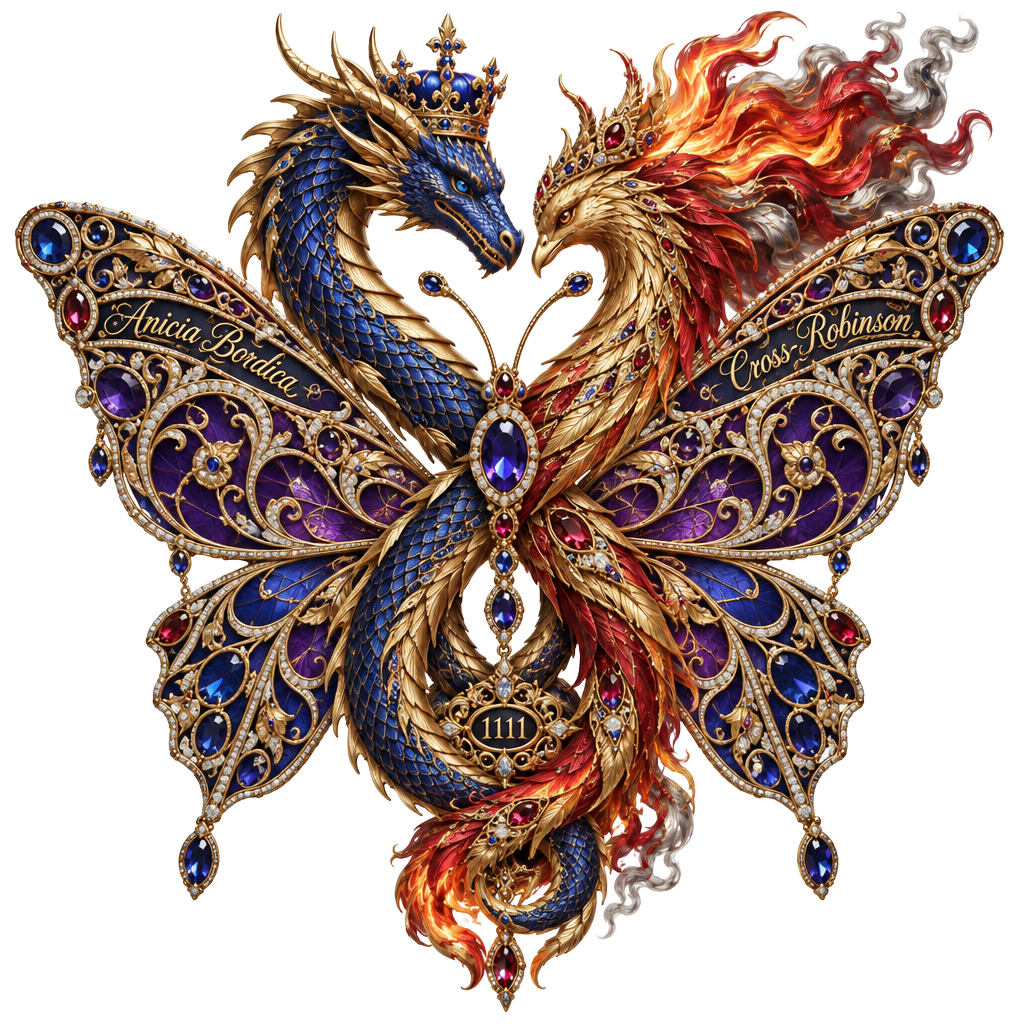 VAEL crest — an intertwined dragon, butterfly and phoenix
